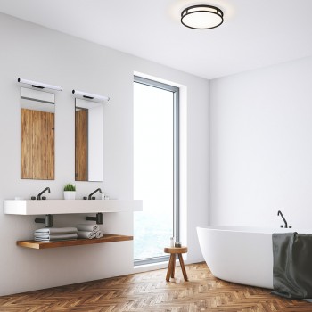 RENDL opbouwlamp GRANDE LED 35 plafondlamp Opaalglas/Zwart 230V LED 24W IP44 3000K R13679 2