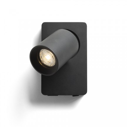 RENDL bodové světlo VOLTERA USB nástěnná černá 230V GU10 50W R13764 1