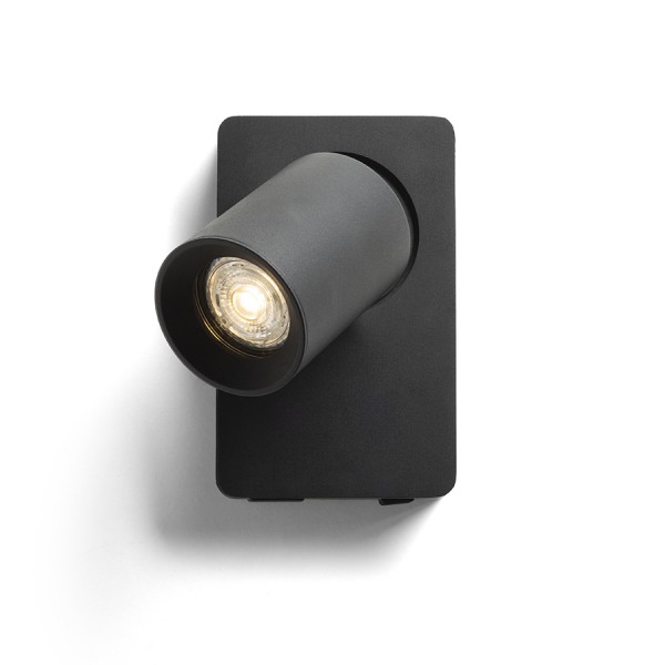 RENDL bodové světlo VOLTERA USB nástěnná černá 230V GU10 50W R13764 1