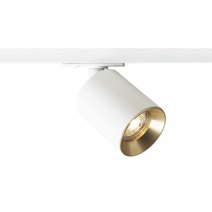 RENDL Jednostruki sustav trake DARIO za 1F stazu bijela brušeni mesing 230V LED GU10 9W R13870 1