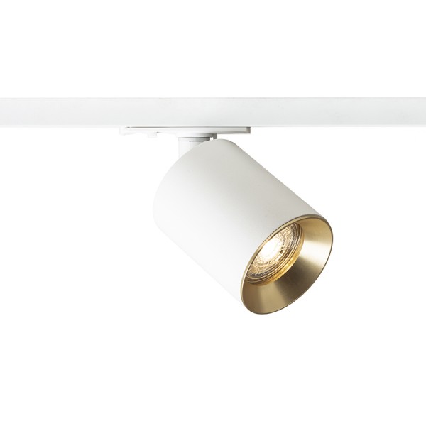 RENDL 1-Phase-Lichtsysteme DARIO für 1-Phase-Stromschiene weiß Gebürstes Messing 230V LED GU10 9W R13870 1