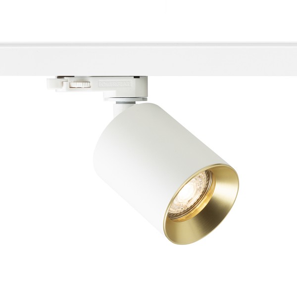 RENDL 3-Phasen-Lichtsysteme DARIO für 3-Phasen-Stromschiene weiß Gebürstes Messing 230V LED GU10 9W R13873 1