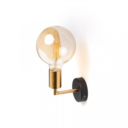 RENDL Spotlight ARAQ wandlamp Geborsteld Messing/Zwart 230V E27 42W R13890 1