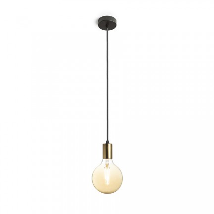 RENDL hanglamp ARAQ hanglamp Geborsteld Messing/Zwart 230V E27 42W R13891 1