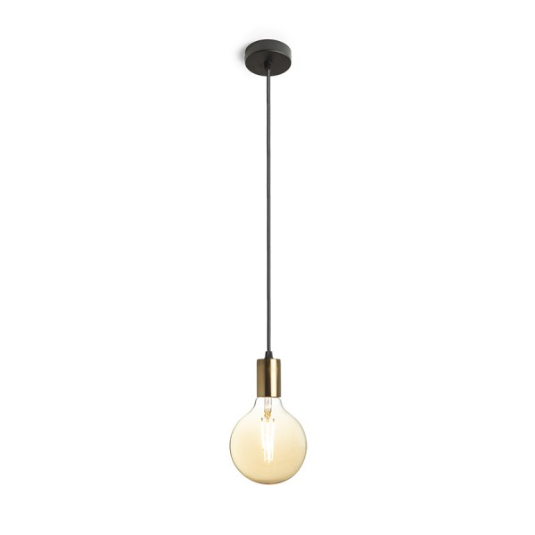 RENDL lámpara colgante ARAQ colgante latón cepillado/negro 230V LED E27 15W R13891 1