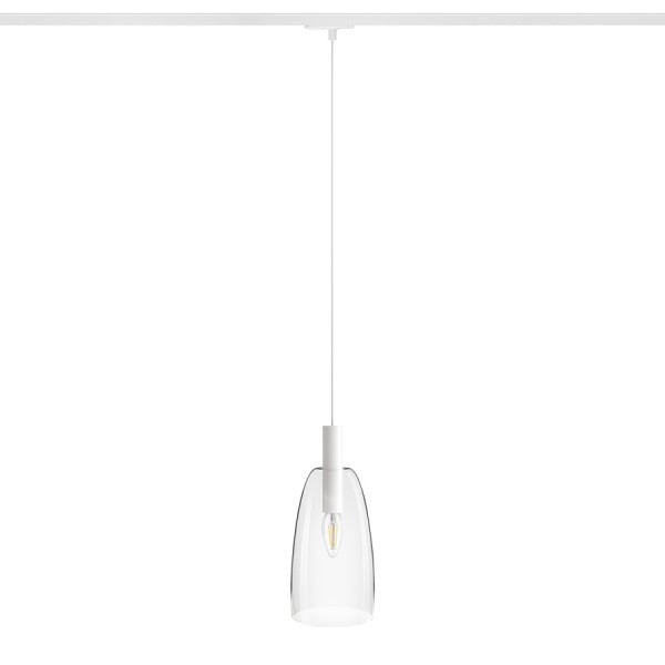 RENDL Egyáramkörös rendszerek BELLINI L E14 egyáramkörös sínre függőlámpa fehér átlátszó üveg 230V LED E14 15W R13963 1