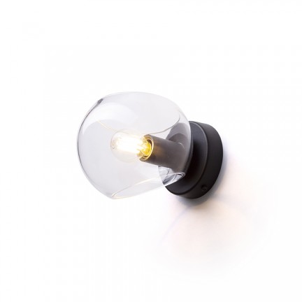 RENDL Wandleuchte SOLARIS Aufbauleuchte Klarglas/schwarz 230V LED E14 7W R13994 1