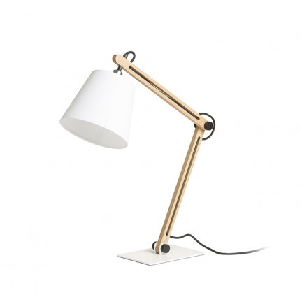 RENDL asztali lámpa NIZZA asztali lámpa Polycotton fehér/fa 230V LED E14 7W R14031 1