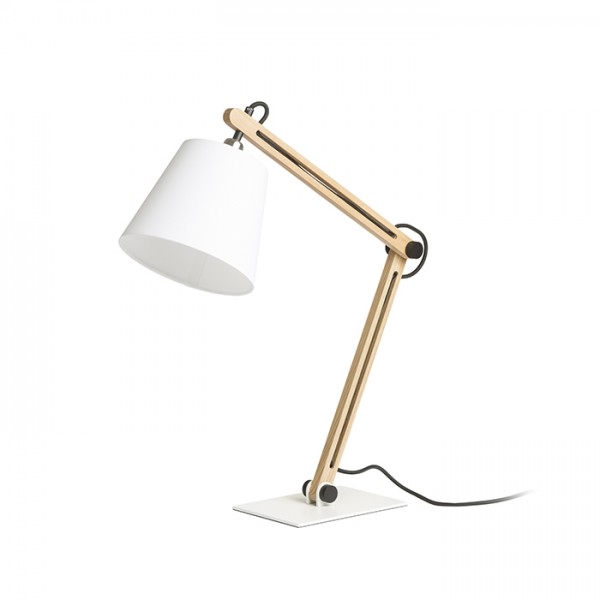 RENDL stolní lampa NIZZA stolní Polycotton bílá/dřevo 230V LED E14 7W R14031 1