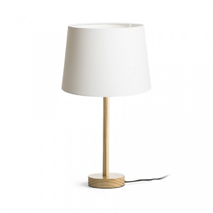 RENDL table lamp MAUI/AMBITUS 30 table Polycotton white/wood 230V LED E27 15W R14035 1