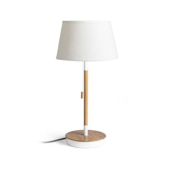 RENDL lampe de table KEITH/ALVIS 24 table avec USB blanc crème hêtre 230V LED E27 11W R14038 1