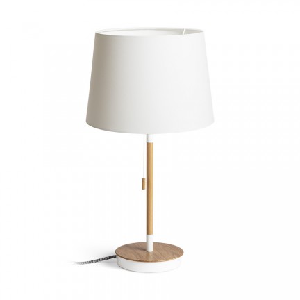 RENDL table lamp KEITH/AMBITUS 30 table with USB Polycotton white/beech 230V LED E27 15W R14039 1