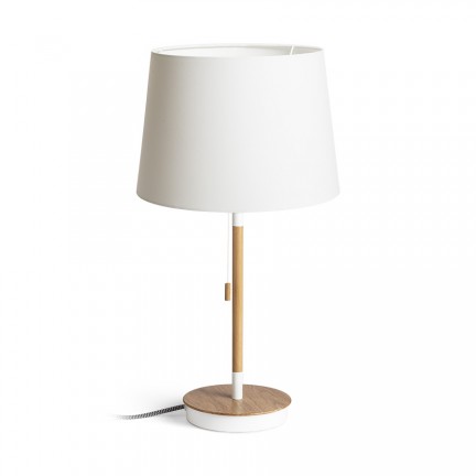 RENDL lampe de table KEITH/AMBITUS 30 table avec USB Polycoton blanc/hêtre 230V LED E27 15W R14039 1