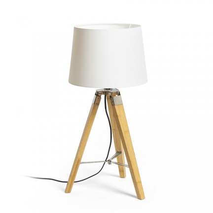 RENDL table lamp ALVIS/AMBITUS 30 table Polycotton white/bamboo 230V LED E27 15W R14041 1