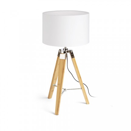 RENDL asztali lámpa ALVIS/RON 40 asztali lámpa Polycotton fehér/bambusz 230V LED E27 11W R14042 1