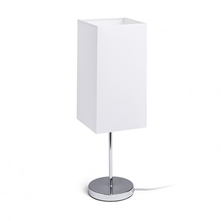 RENDL Tischlampe NYC/TEMPO 15/30 Tischleuchte Polycotton weiß/Chrom 230V LED E27 15W R14063 1