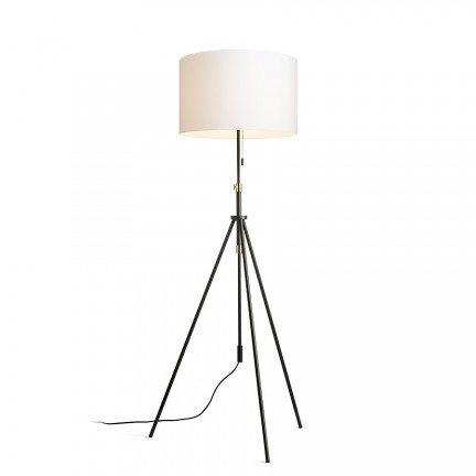 RENDL Stehlampe LUTON/RON 55 Standleuchte Polycotton weiß/schwarz/Metall 230V LED E27 15W R14067 1